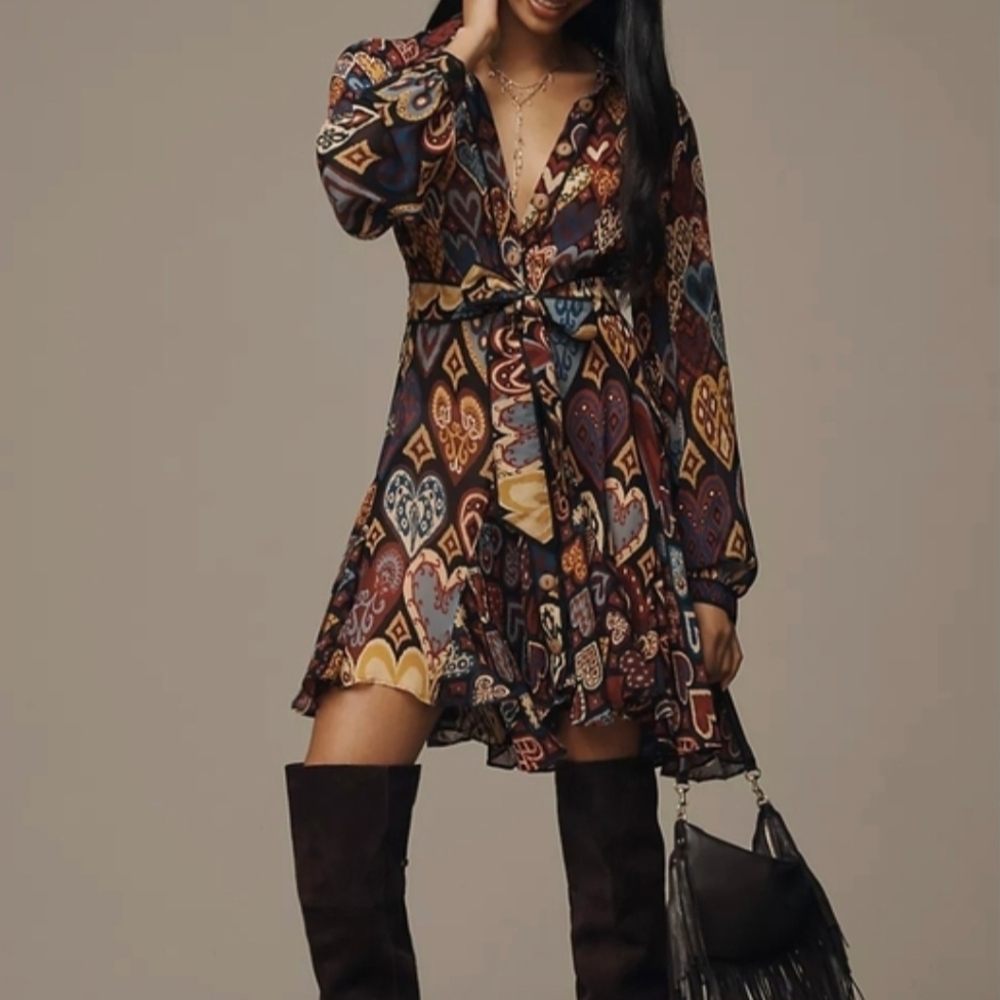 FARM Rio Colorful Heart Long Sleeve Dress - Picture 6 of 17